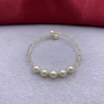 Sinya Natural Pearl 18k Gold Tube Bangles Bracelet for Women Girl Mum Lover Diameter 55mm Pearls Dia 7-8mm News - Image 2
