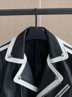 Women Short Real Leather Biker Jacket Streetwear Slim Sheepskin Coat Elegant Office Zipper Full Sleeve Ladies Outerwear M-3XL - Image 3