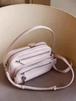 Female New Office Zipper Handbag Casual Genuine Leather Single Shoulder Bag Women Solid Color Cowskin Messenger Underarm Bag - Image 3