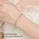 EWYA Sparkling 0.1ct 3mm Moissanite Tennis Bracelet with GRA for Women Party Fine Jewelry S925 Sterling Silver Diamond Bracelets - Image 5